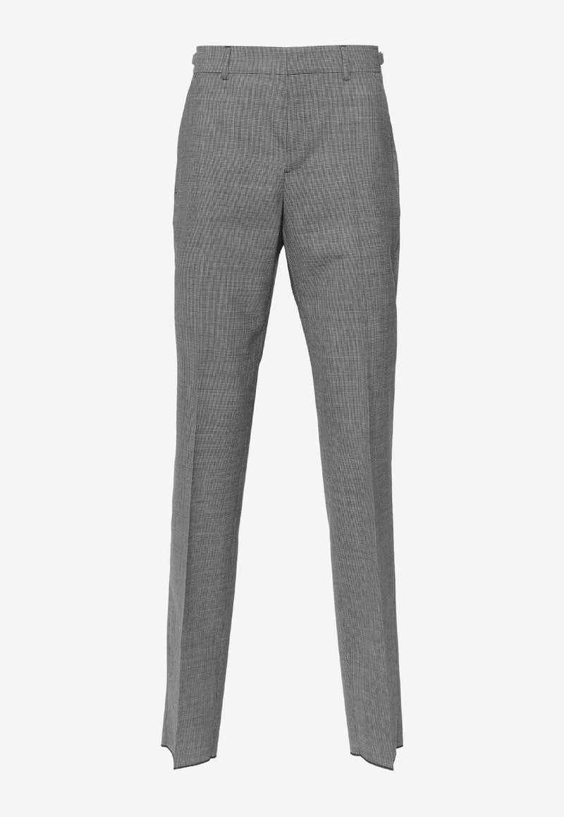 Versace Tapered Houndstooth Wool Tailored Pants Gray 1014057 1A11263 2EJ00