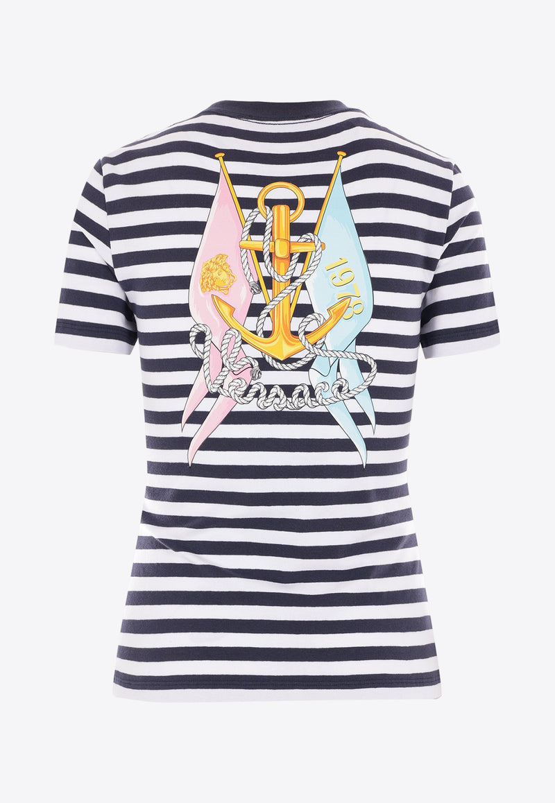 Versace Nautical Stripe Short-Sleeved T-shirt 1014414 1A10133 6WC10 Blue