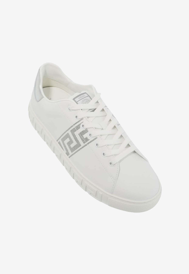 Versace Greca Embroidered Low-Top Sneakers White 1014460 1A00776 2W270