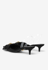 Versace Alia 45 Slingback Satin Pumps Black 1015424 1A08415 1B00V