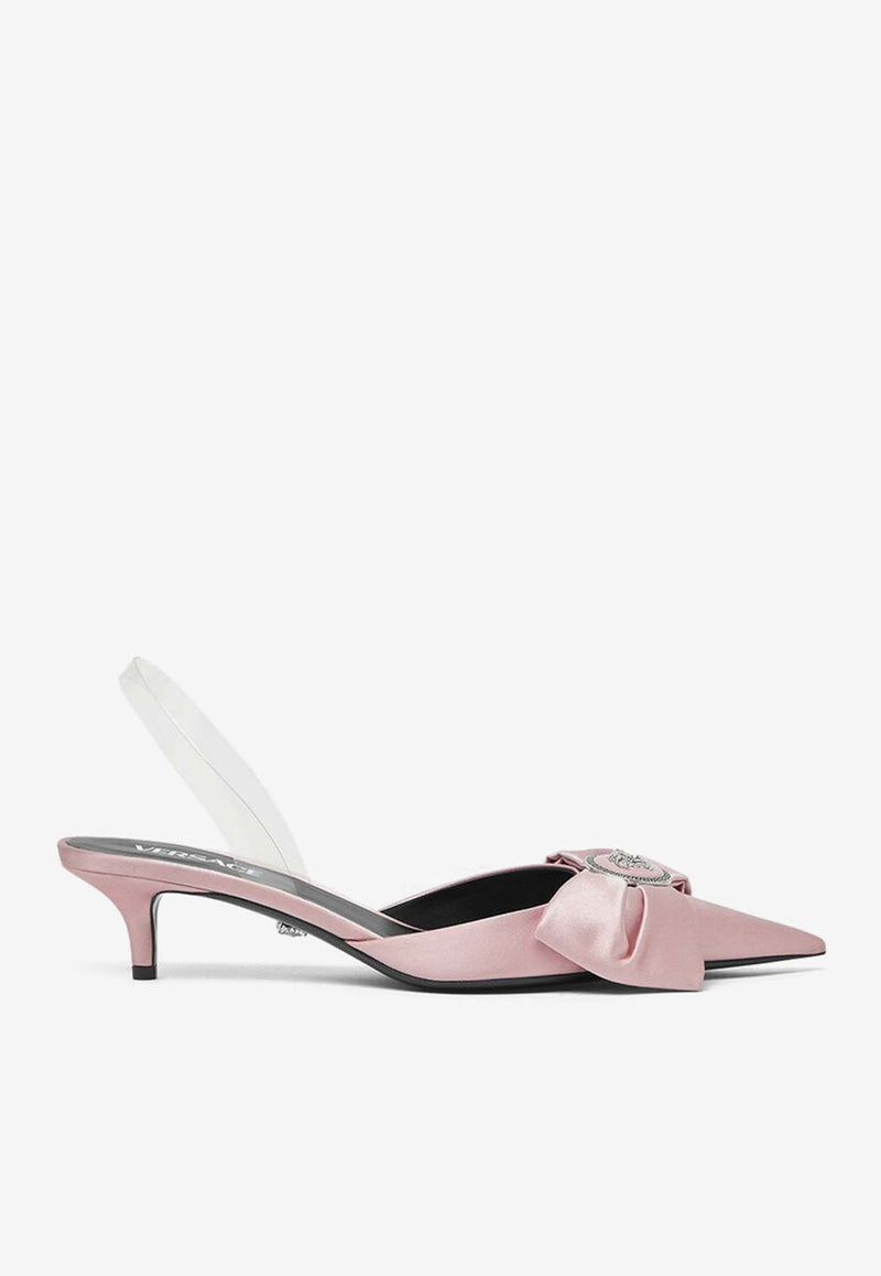 Versace Alia 45 Slingback Satin Pumps Pink 1015424 1A08415 1PT2P