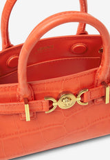 Versace Mini Medusa 
95 Croc-Embossed Leather Handbag Orange 1015820 1A08724 1RA8V