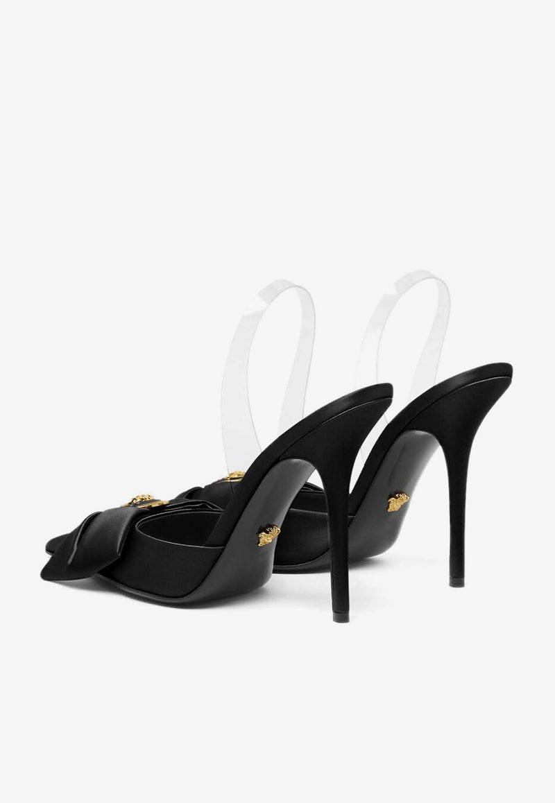 Versace Alia 110 Slingback Satin Pumps Black 1015888 1A08415 1B00V