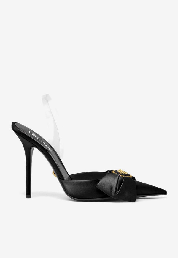 Versace Alia 110 Slingback Satin Pumps Black 1015888 1A08415 1B00V