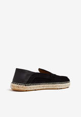 Versace Suede and Leather Logo Espadrilles Black 1015926 1A11237 1B000