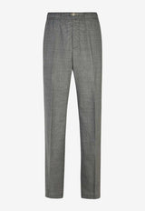 Versace Tapered-Leg Houndstooth Wool Pants Gray 1016236 1A11263 2EJ00