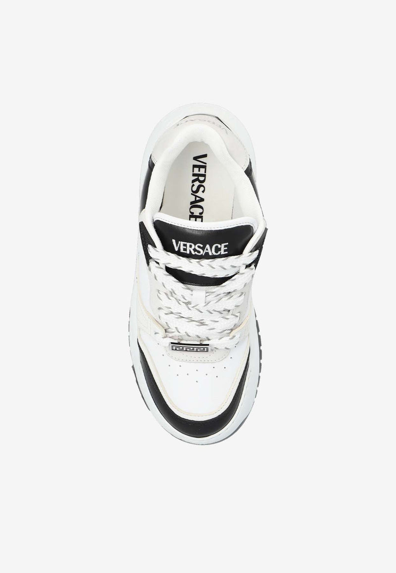 Versace Odissea Leather Low-Top Sneakers White 1016365 1A10925 2B02P