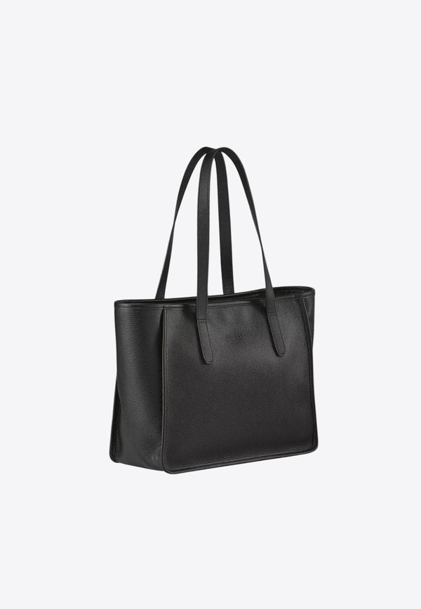 Longchamp Large Le Foulonné Leather Tote Bag Black 10190021/Q_LONG-001