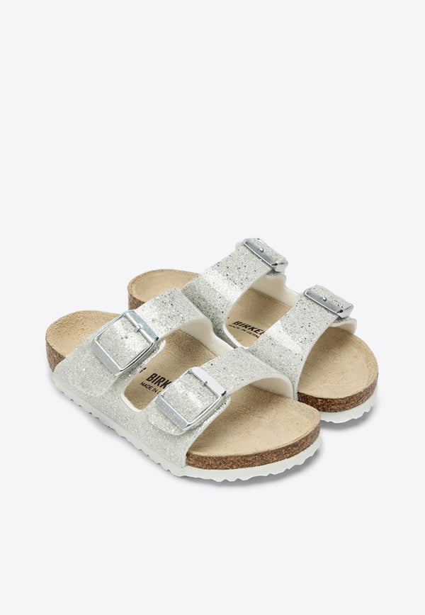 Birkenstock Kids Girls Arizona Sparkle Slides White 1022230LE/O_BIRKE-SW