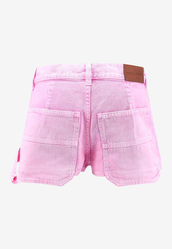 PINKO Logo Patch Mini Denim Shorts Pink 104893A2HD_N44