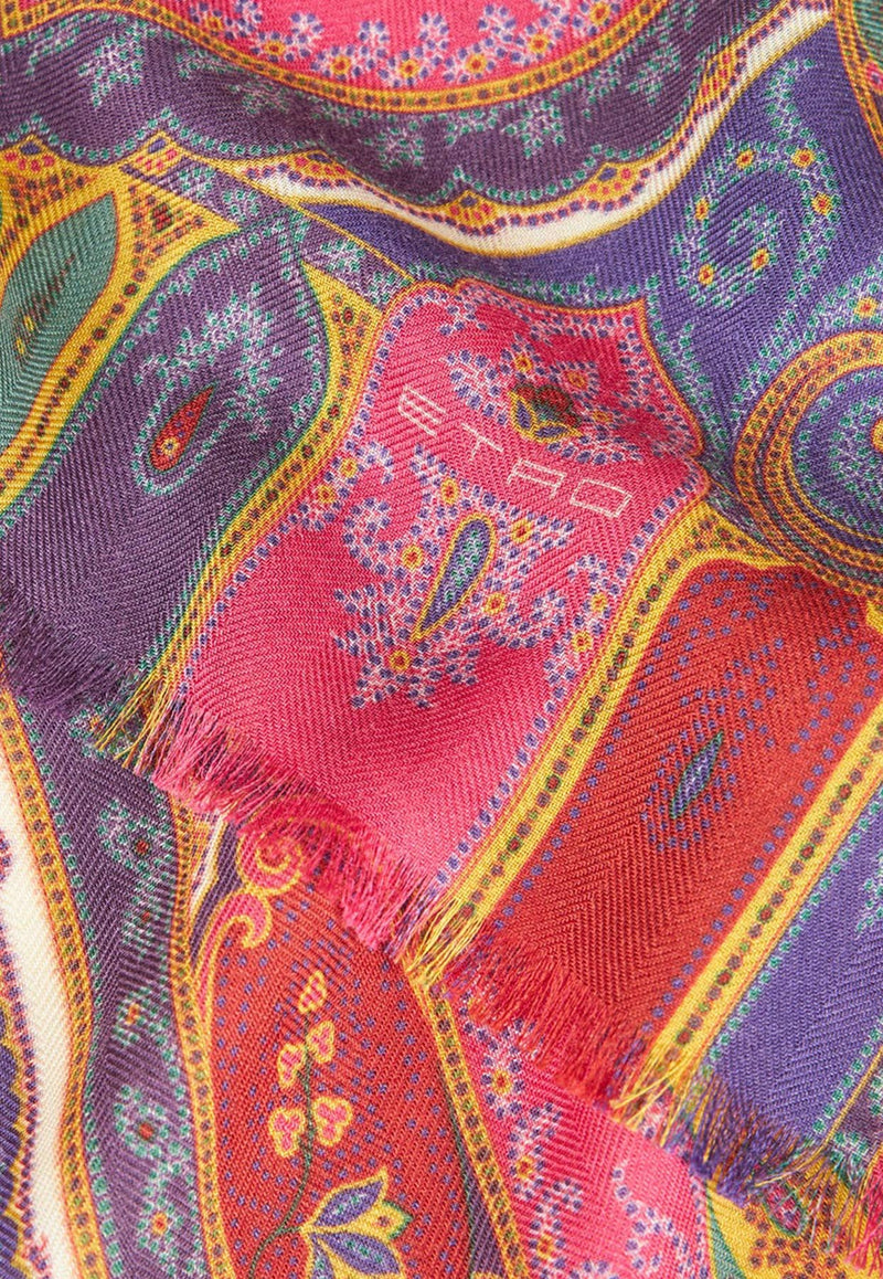 Etro Paisley Print Scarf in Silk and Cashmere 10660-8019 0651 Multicolor