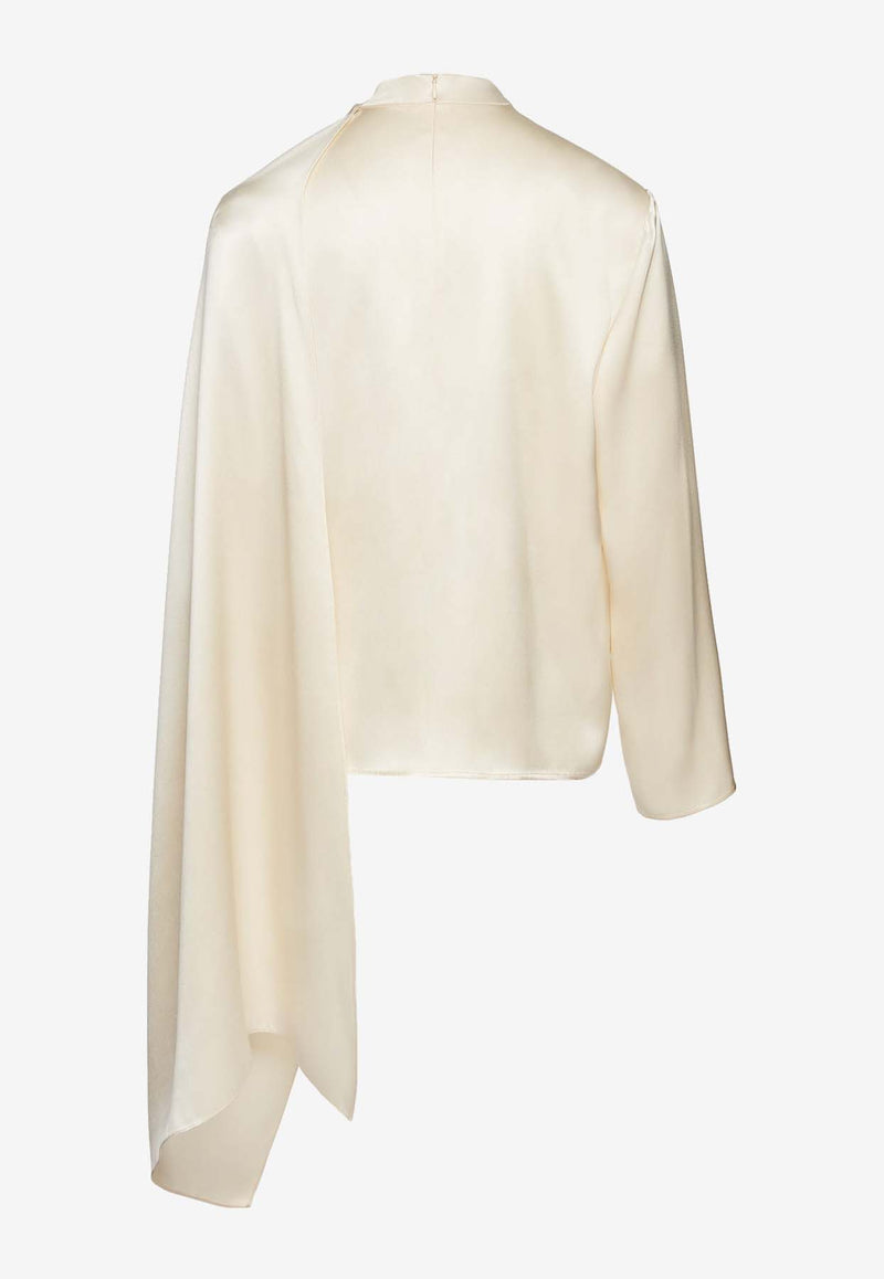 Magda Butrym Cape-Effect Silk Blouse 106924CREAM