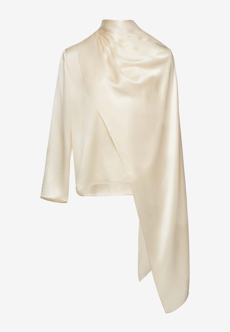 Magda Butrym Cape-Effect Silk Blouse 106924CREAM