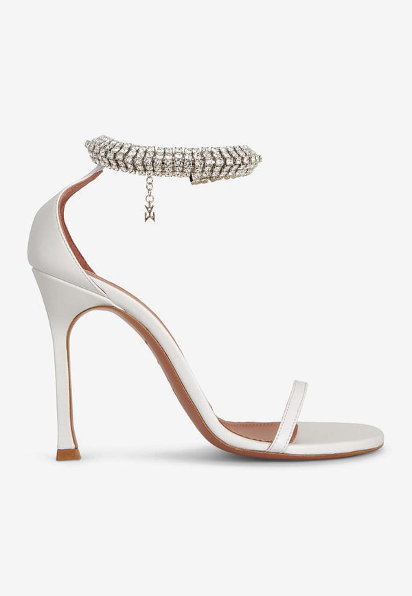 Amina Muaddi Iman 105 Crystal-Embellished Leather Sandals 10S344443IMAWHITE