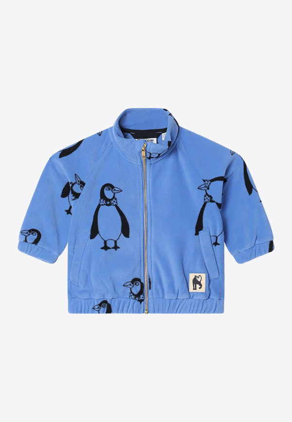 Mini Rodini Babies Penguin Fleece Zip-Up Sweatshirt Blue 1100009160PL/P_MIRO-BL