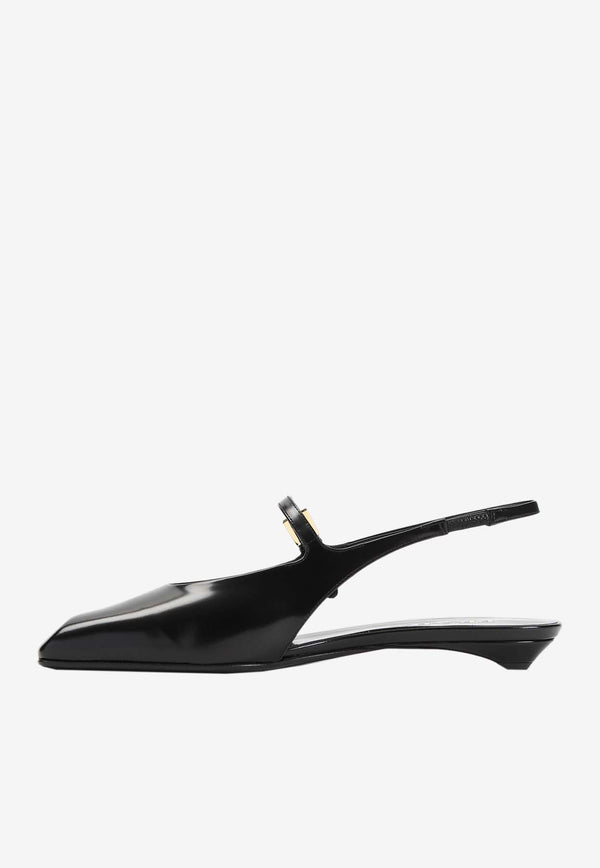 Calf Leather Slingback Flats