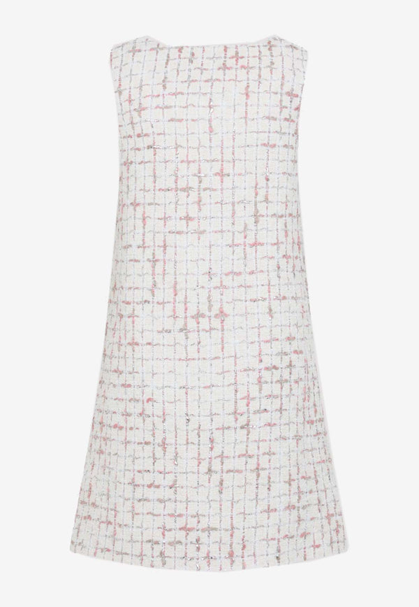 Grid-Pattern Midi Dress