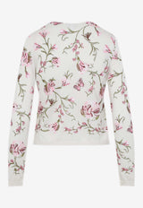 Floral-Embroidered Cashmere Cardigan