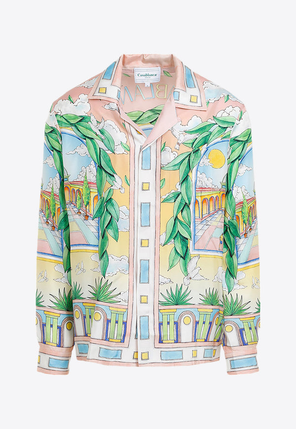 Paysage Print Silk Shirt