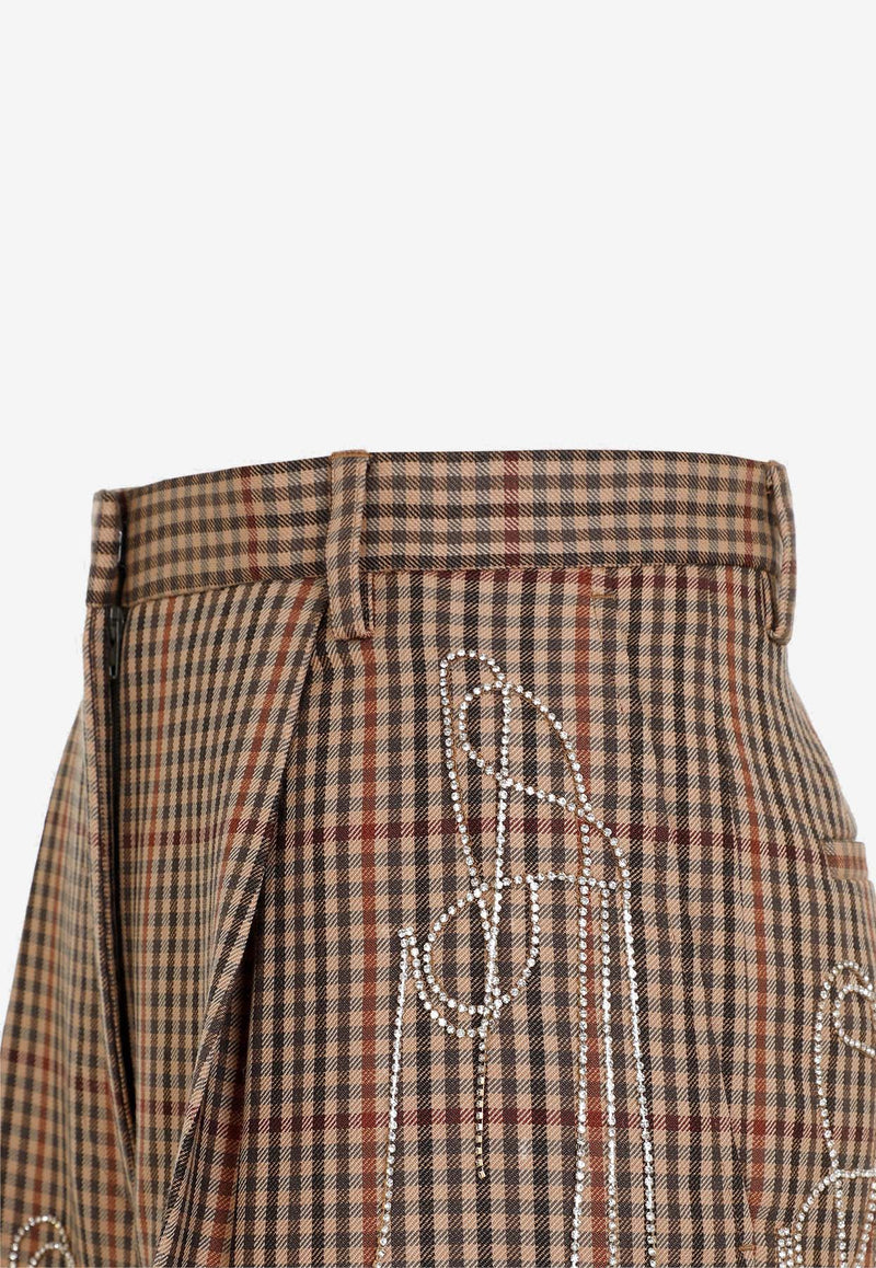 Porter Crystal Embellished Check Pants