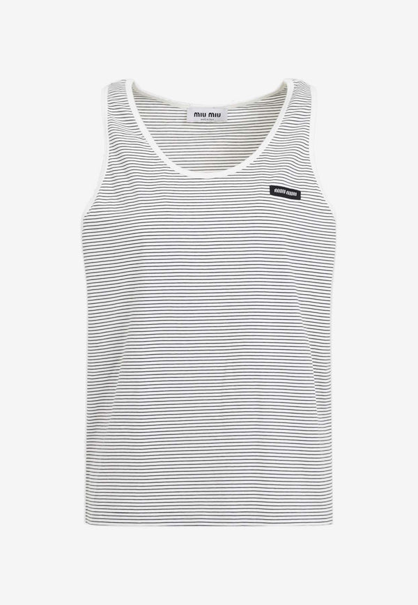 Logo Striped Sleeveless Top