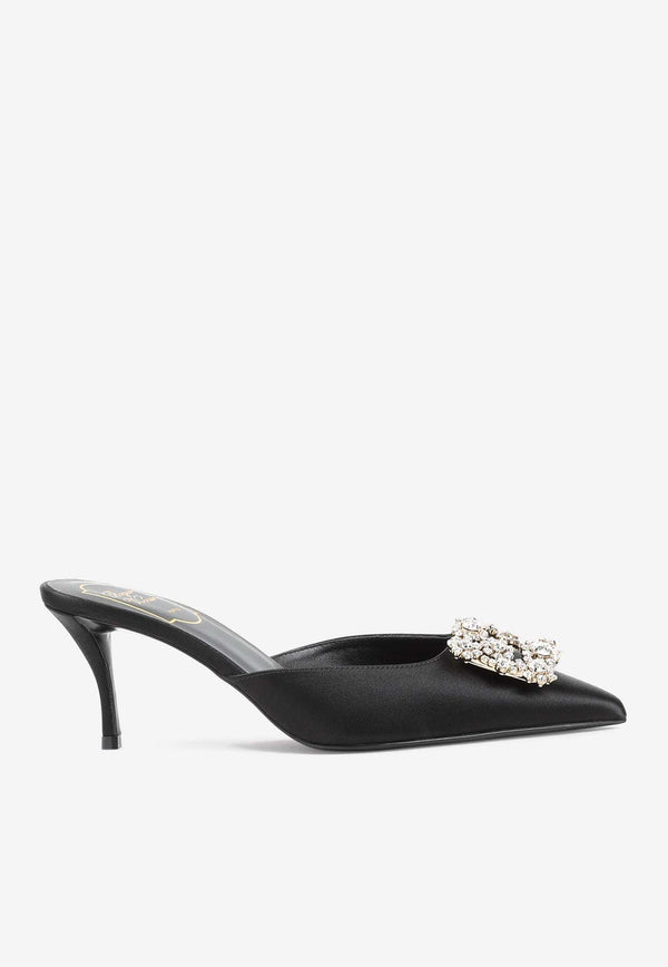 Efflorescence 65 Crystal Buckle Satin Mules