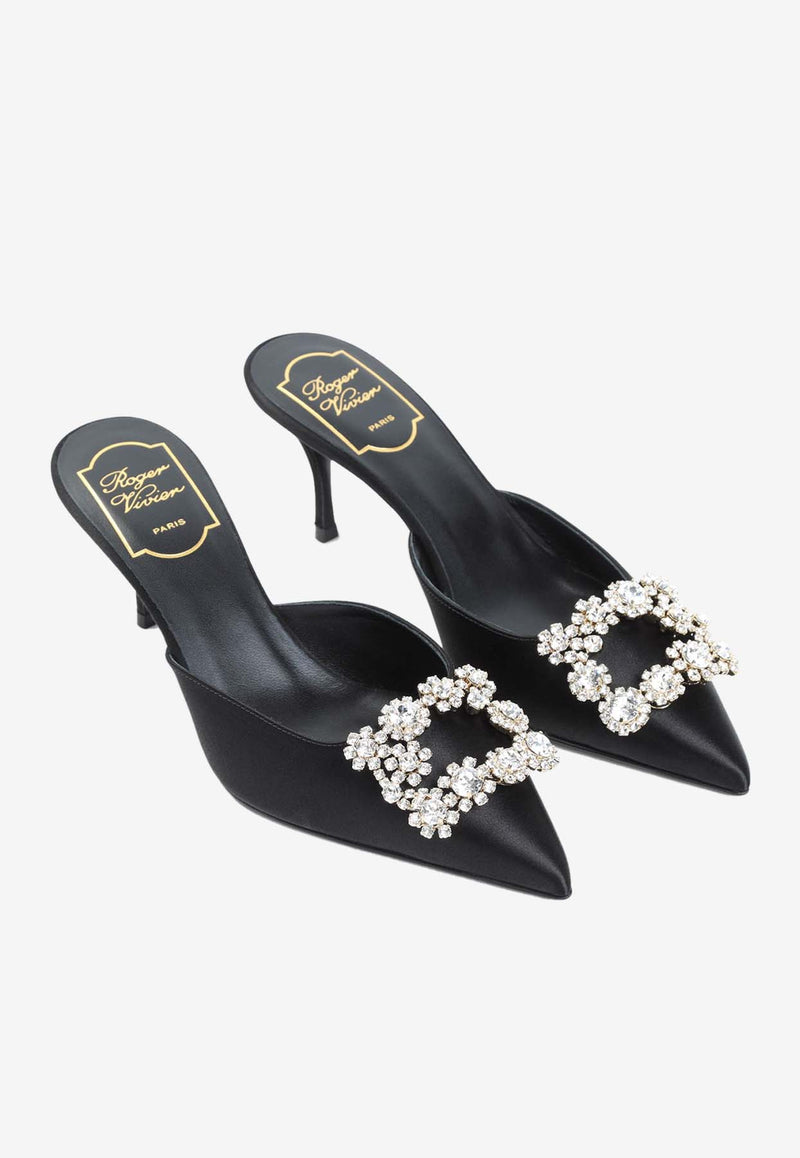 Efflorescence 65 Crystal Buckle Satin Mules