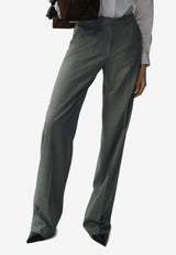 Magda Butrym Wide-Leg Tailored Wool-Blend Pants Gray 111724GREY