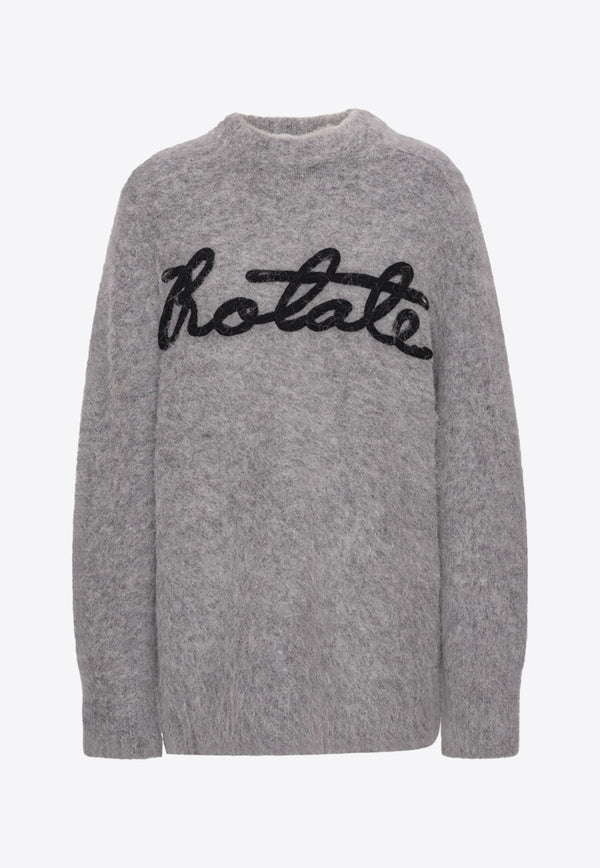 ROTATE Oversized Logo Alpaca Sweater 1120921249GREY