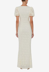 ROTATE V-neck Lace Maxi Dress White 112172857WHITE