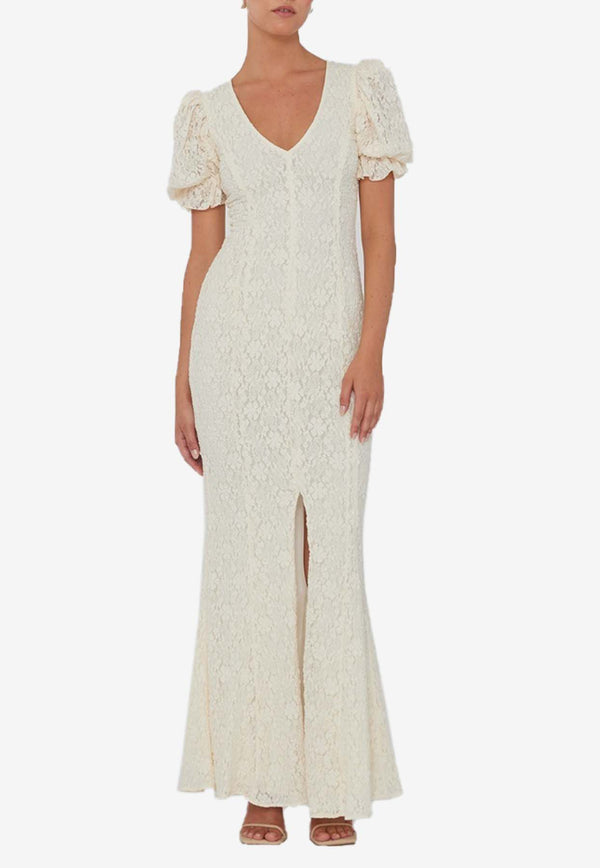 ROTATE V-neck Lace Maxi Dress White 112172857WHITE