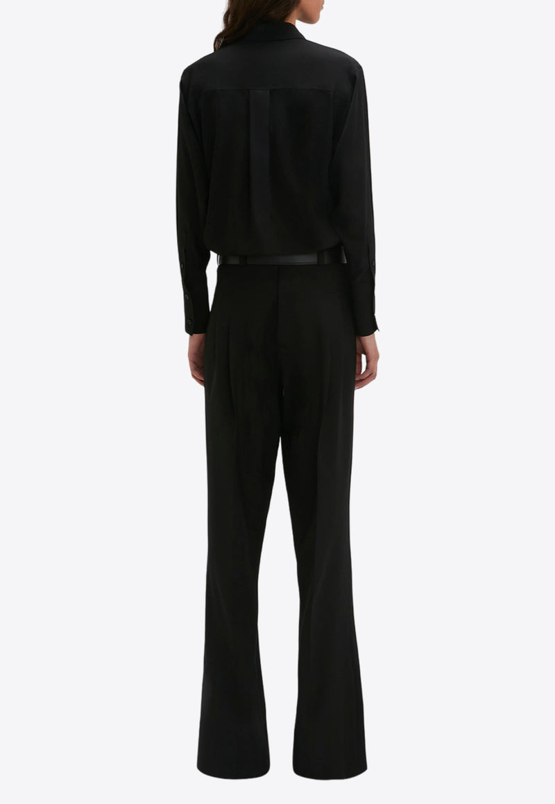 Victoria Beckham Contrast Bib Long-Sleeved Shirt Black 1124WSH005239ABLACK