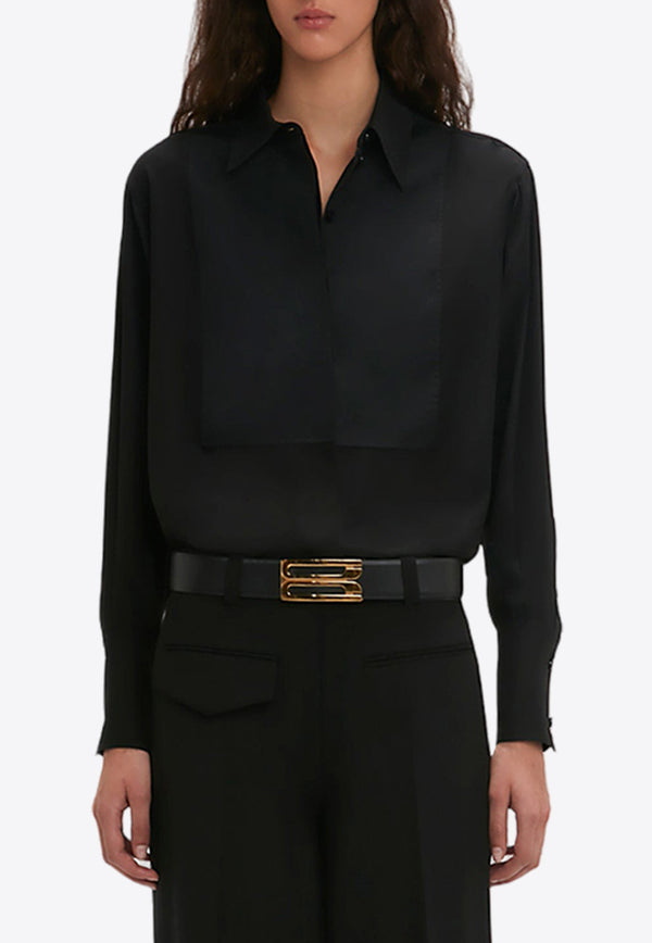 Victoria Beckham Contrast Bib Long-Sleeved Shirt Black 1124WSH005239ABLACK