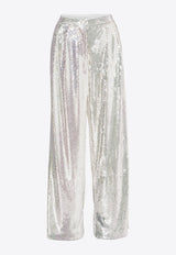 ROTATE Wide-Leg Sequined Pants Silver 112526400SILVER