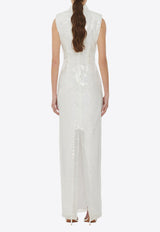 ROTATE High-Neck Sequined Maxi Dress White 112531269WHITE