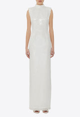 ROTATE High-Neck Sequined Maxi Dress White 112531269WHITE