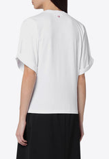 Victoria Beckham Draped Crewneck T-shirt White 1125JTS006052ACO/Q_VIBEC-WHT