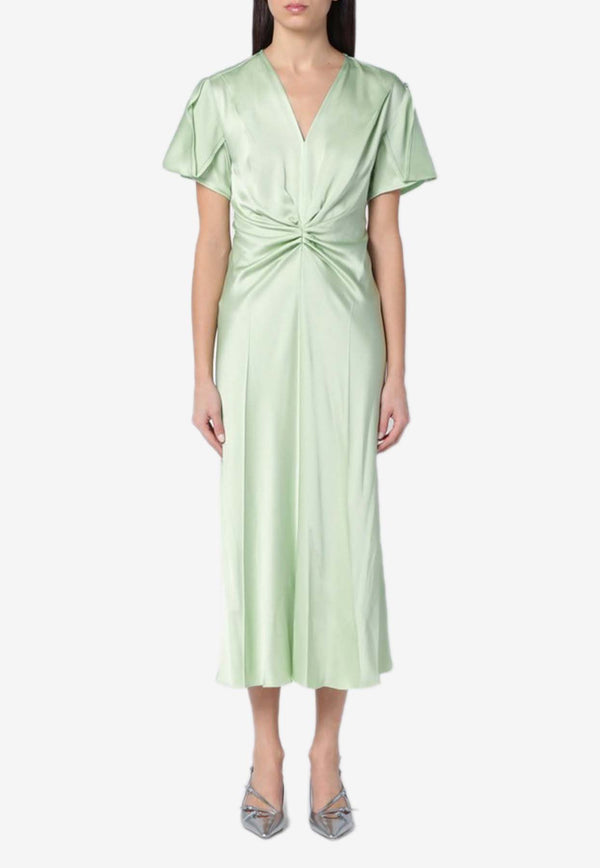 Victoria Beckham Ruffled Midi Dress Green 1125WDR005195DPL/Q_VIBEC-JA