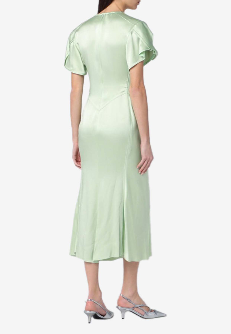 Victoria Beckham Ruffled Midi Dress Green 1125WDR005195DPL/Q_VIBEC-JA