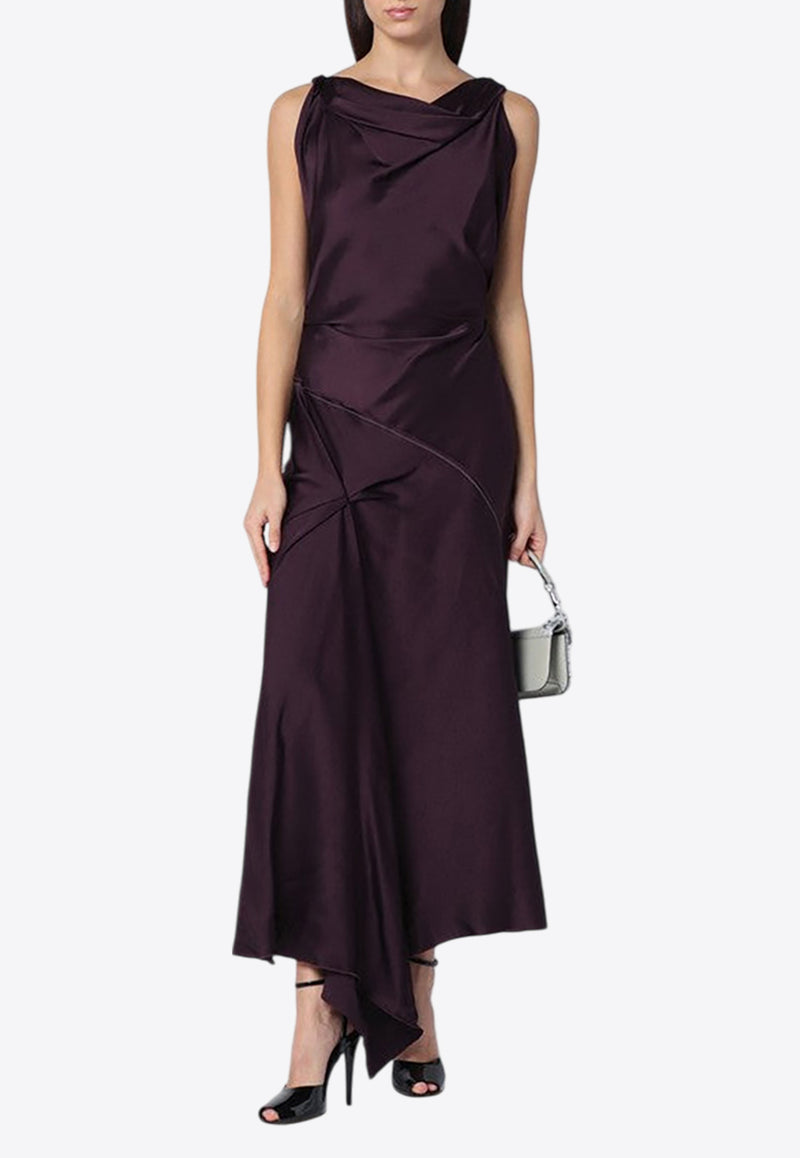 Victoria Beckham Asymmetrical Sleeveless Midi Dress Burgundy 1125WDR006029APL/Q_VIBEC-FI