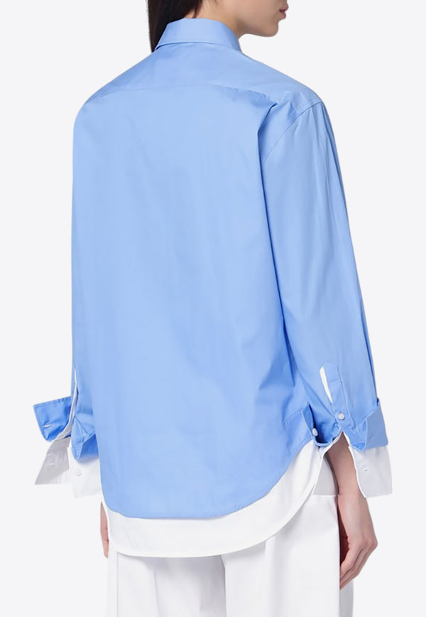 Victoria Beckham Double-Layer Buttoned Shirt Blue 1125WSH006011CCO/Q_VIBEC-OB