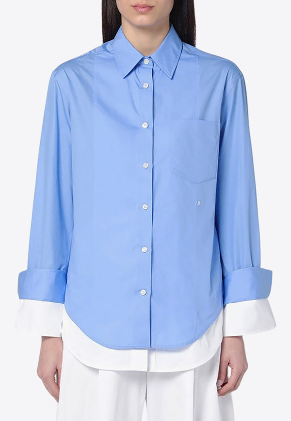 Victoria Beckham Double-Layer Buttoned Shirt Blue 1125WSH006011CCO/Q_VIBEC-OB