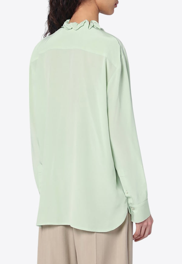 Victoria Beckham Ruffled Buttoned Shirt Green 1125WSH006158ASI/Q_VIBEC-JA