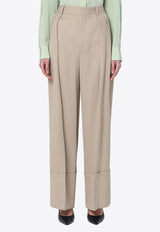 Victoria Beckham Wide-Leg Tailored Pants Beige 1125WTR006059AWO/Q_VIBEC-AL