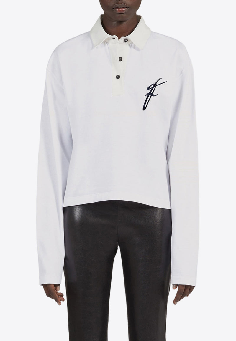 Salvatore Ferragamo Long-Sleeved Logo Polo T-shirt 112666 H 770673 BIANCO White