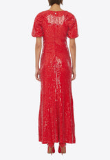 ROTATE V-neck Sequined Midi Dress Red 1131513017RED