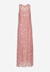 ROTATE Pearl Mesh Sequined Maxi Dress Pink 1132211922PINK