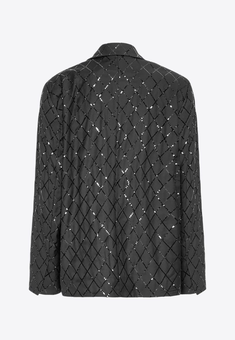 ROTATE Single-Breasted Oversized Sequins Blazer Black 113325100BLACK