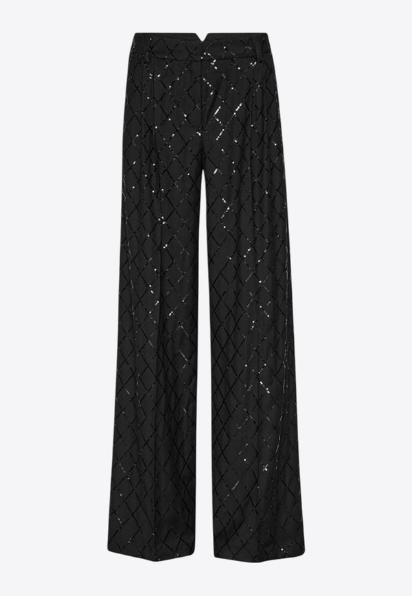 ROTATE Wide-Leg Sequined Pants Black 113326100BLACK