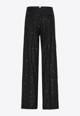 ROTATE Wide-Leg Sequined Pants Black 113326100BLACK